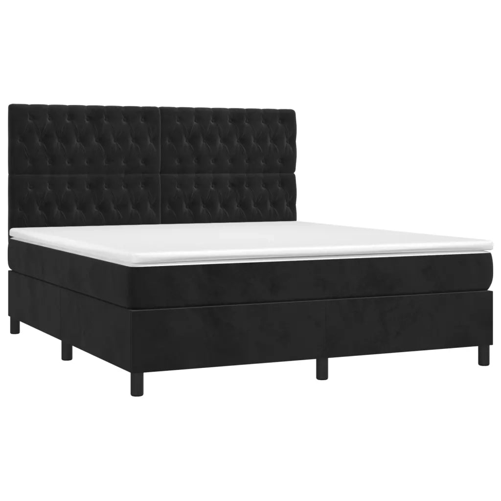 Giroletto a Molle con Materasso Nero 180x200 cm in Velluto 3143219