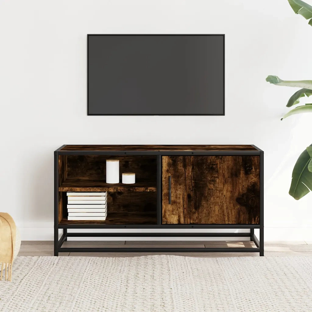 Mobile TV-Credenza per TV-Console TV Rovere Fumo 80x34,5x40 cm Legno Multistrato e Metallo 944696