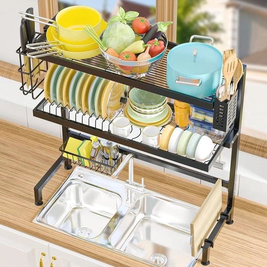 Organizzatore multifunzionale in acciaio inossidabile per cucina con 3 livelli e accessori da cucina
