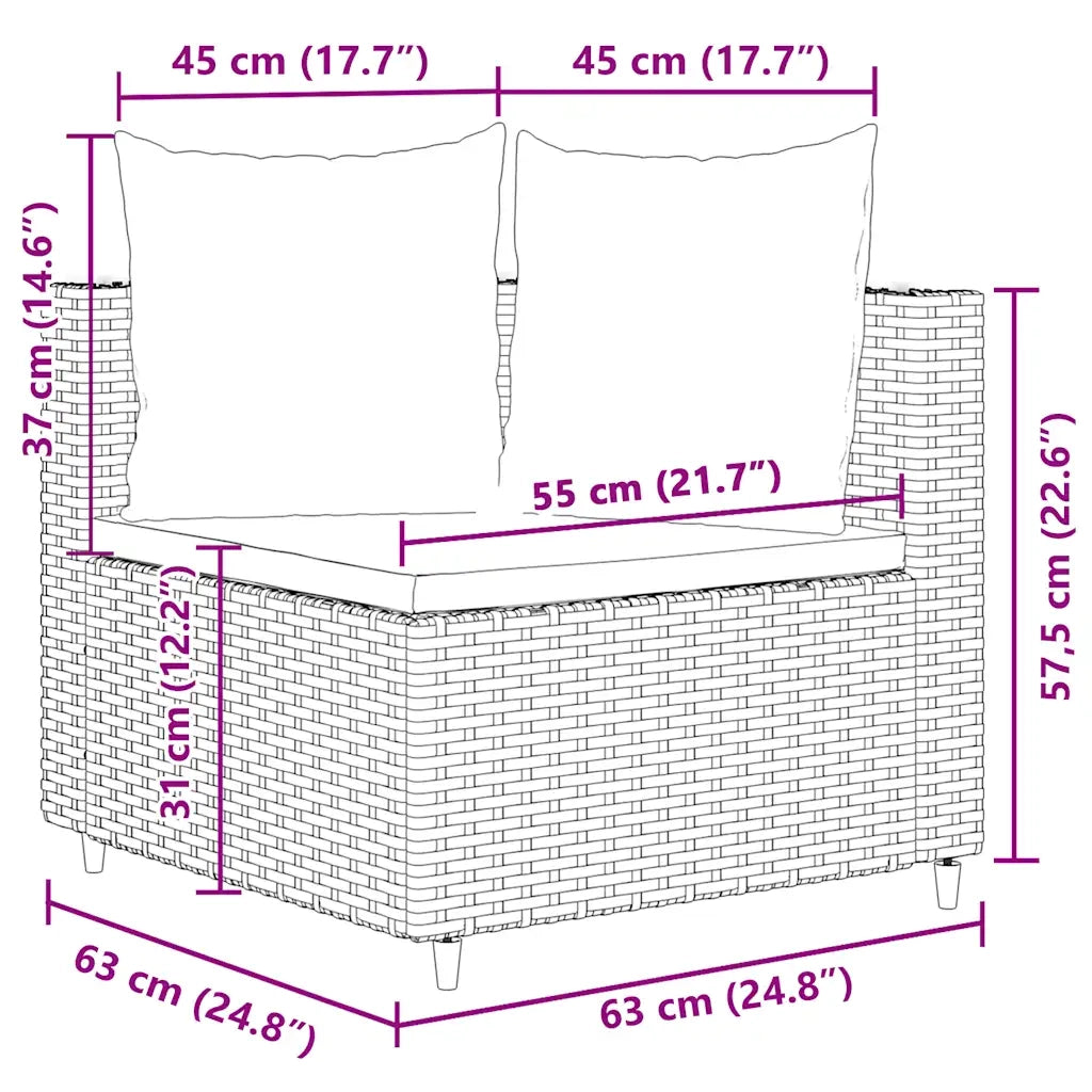 Set Divani da Giardino con Cuscini 8 pz Nero in Polyrattan 3308388