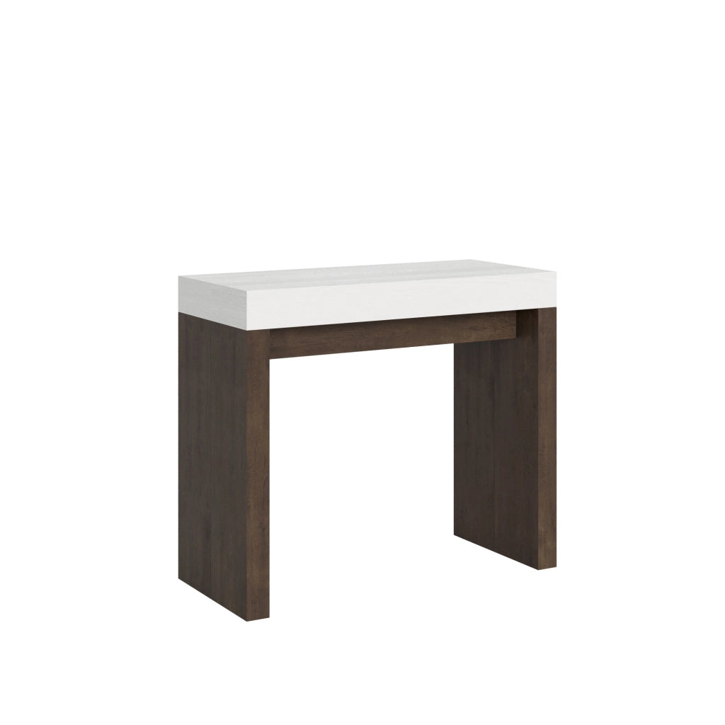 Consolle allungabile 90x40/196 cm Roxel Mix Small piano Bianco Frassino - struttura Noce