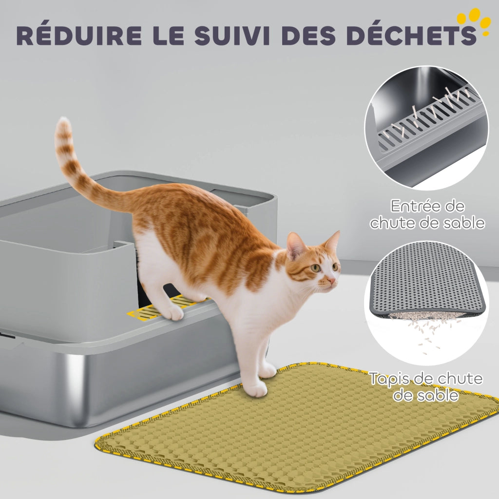 Lettiera per gatti XL in acciaio inox ¨C Xylo ¨C 60,2x40,2x29,5 cm grigio
