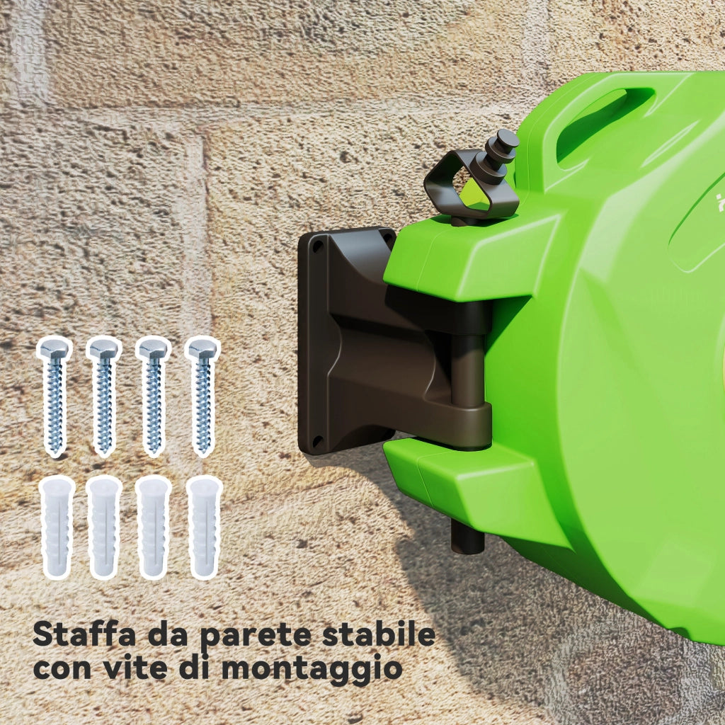 Avvolgitubo da Giardino Retrattile con Tubo 15 m ¨C zephmum ¨C Verde Plastica