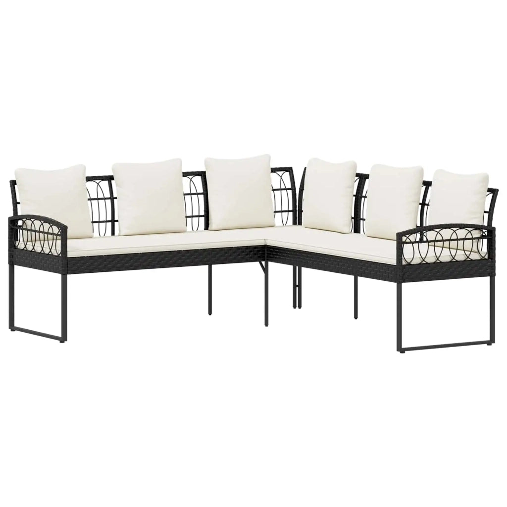 Set Divano da Giardino con cuscino 2 pz | Set Salotto da Giardino Nero e Crema