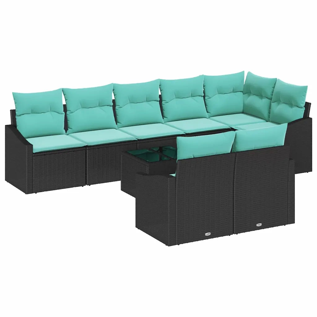 Set di divani con cuscino 9 pcs Nero polyrattan 3346786