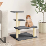 Albero per Gatti con Tiragraffi in Sisal Grigio Scuro 61 cm 172087