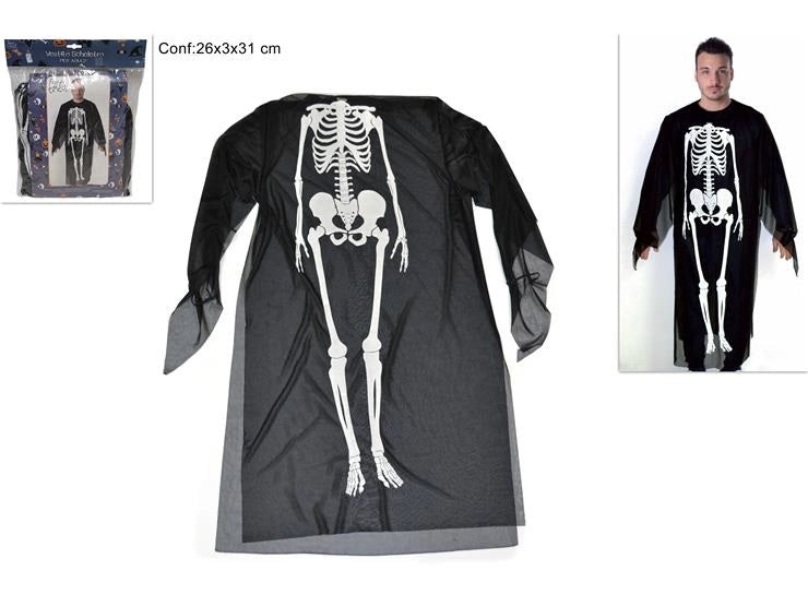 Vestito Adulti Festa Halloween Scheletro Uomo Donna