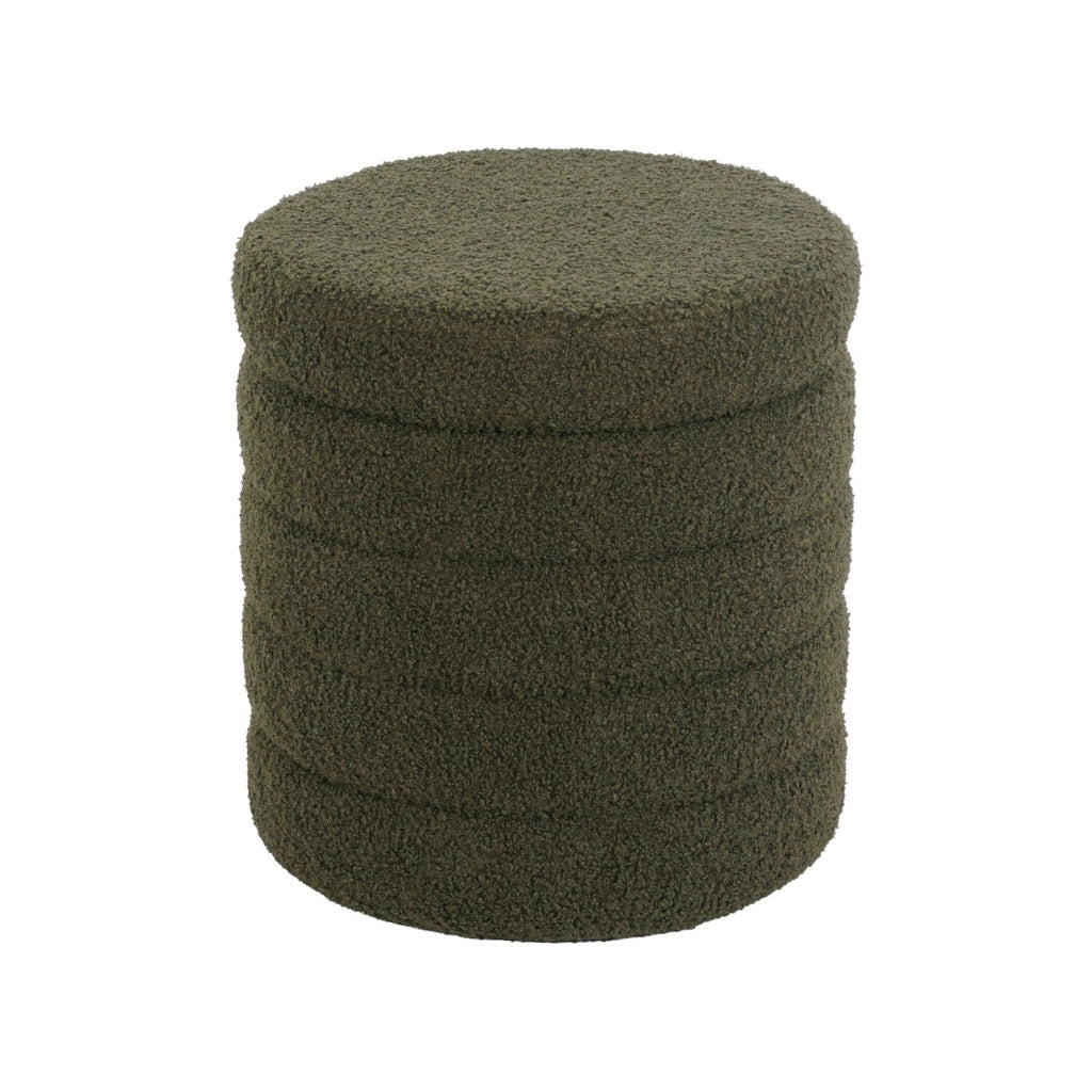 Pouf contenitore in bouclé, verde kaki
