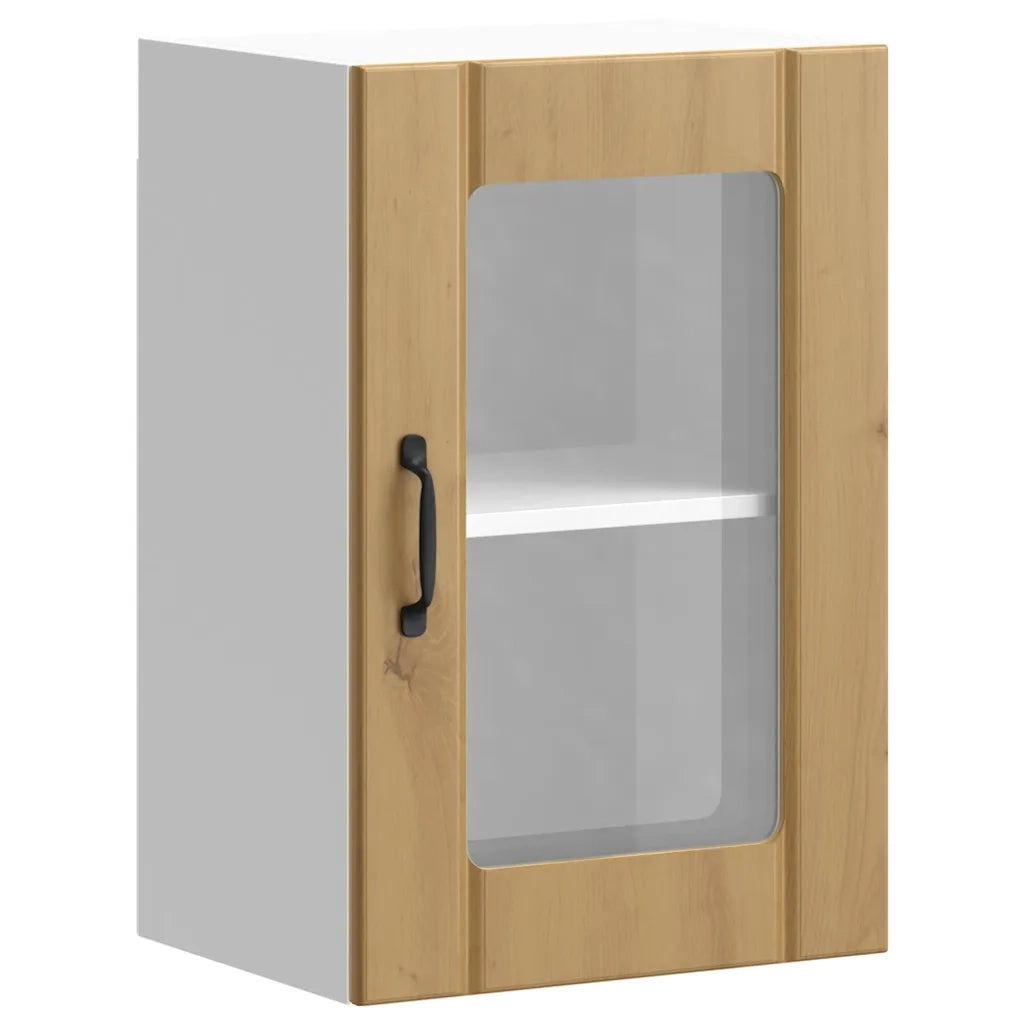 Pensile da Cucina con Porta in Vetro-Mobile Cucina da Parete Lucca Rovere Artigianale 875606
