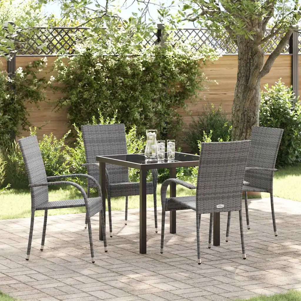 Set da Pranzo per Giardino 5 pcs Grigio