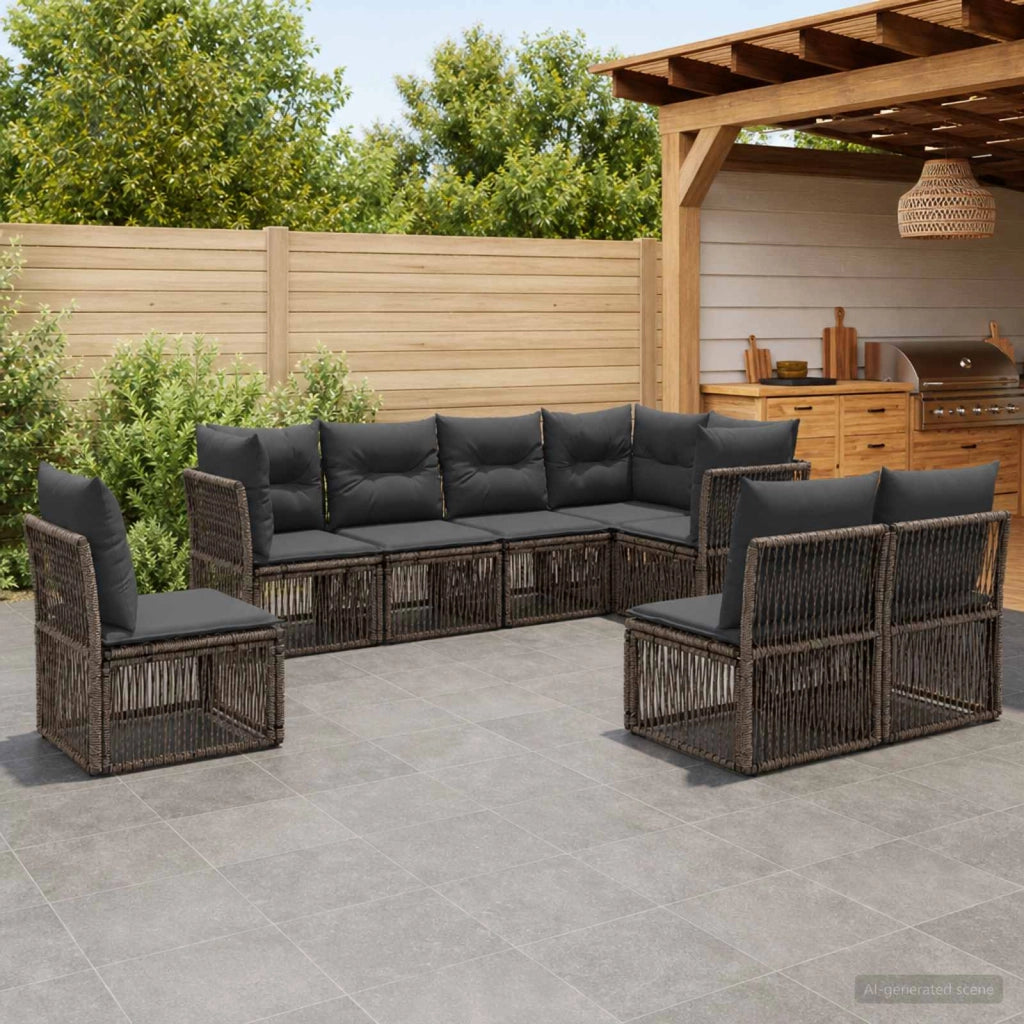 Set Divano da Giardino 8 pz Grigio polyrattan 3434240