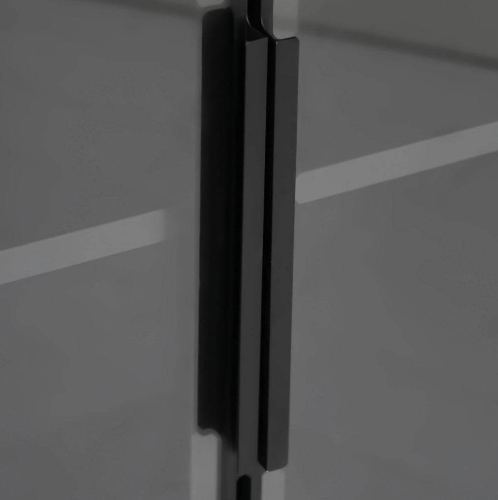 Vetrina 110.5x35x160 cm con LED e vano estraibile laterale in MDF e vetro nero