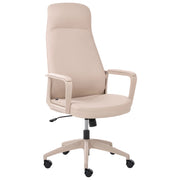 Sedia da ufficio beige con rivestimento in ecopelle, regolazione in altezza, base girevole e inclinabile, per l'ufficio domestico