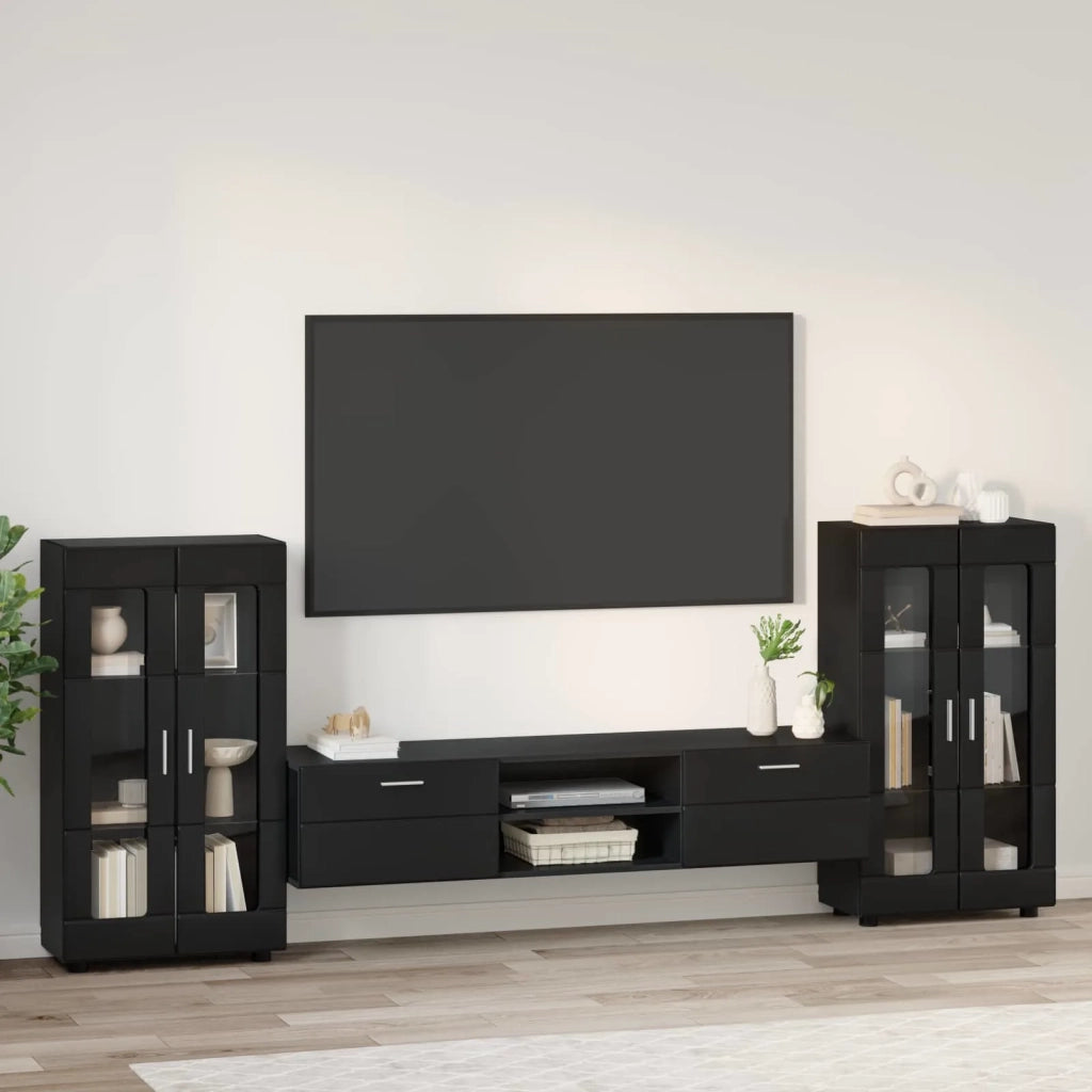 Set mobile TV con cassetto FLORIN 3 pcs Nero Legno multistrato 3397935