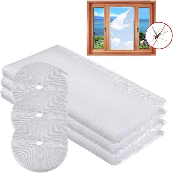 Sistema di protezione dagli insetti per finestre - 3 pezzi - rete di protezione insetti autoadesiva - senza forature - con adesivo - schermo antinsetti, anti-zanzare e api - lavabile - adatto per più finestre - 150x200CM - Bianco - 1,5*2m