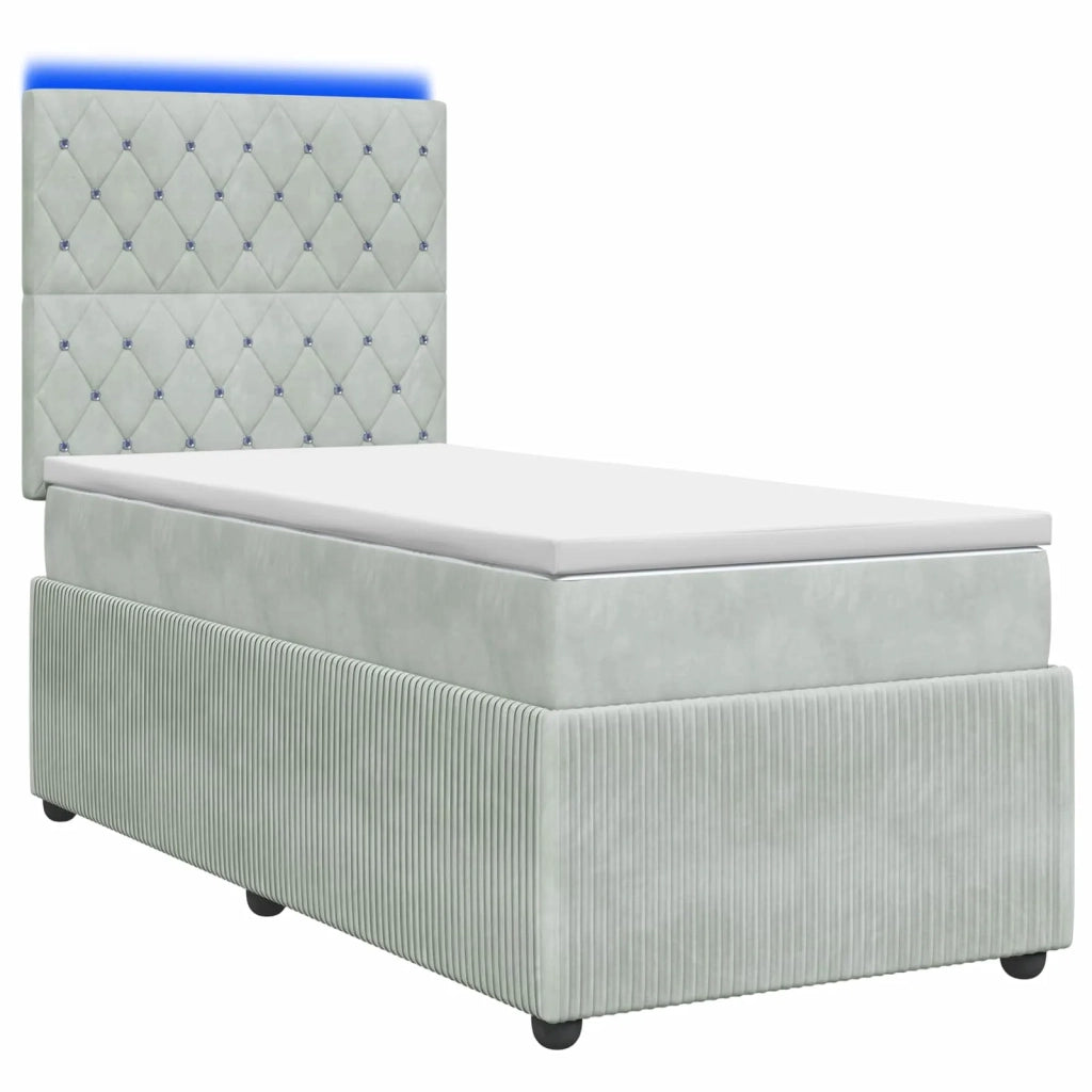 Letto Box Spring LED con Materasso Grigio Chiaro 100 x 200 cm 3456005