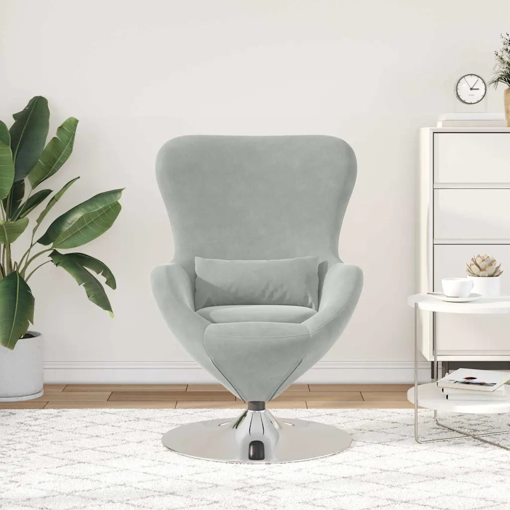 Divano Sedia-Poltrona uovo Grigio chiaro Velluto