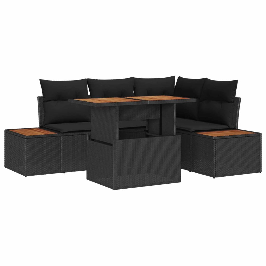 Set Divano da Giardino con archiviazione 5 pcs Nero Poly Rattan 3358802