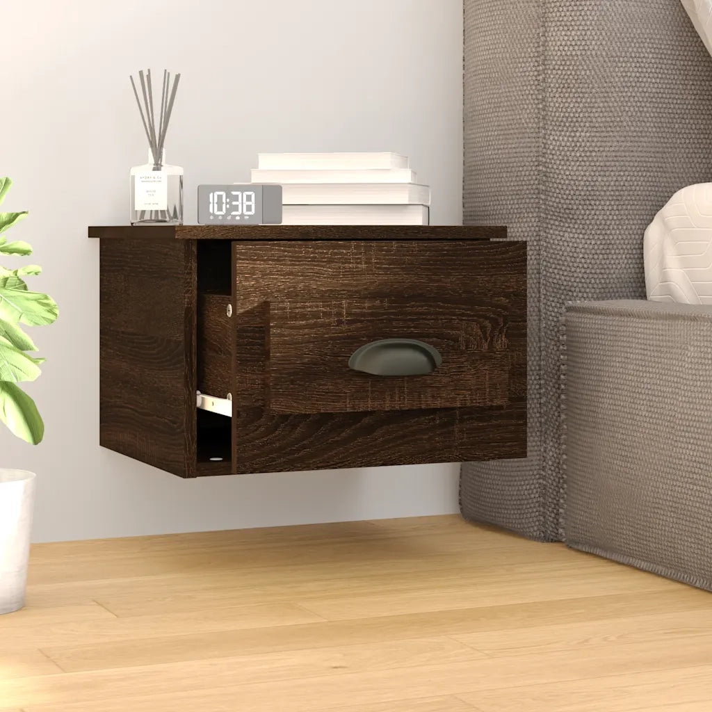 Comodini a Parete 2 pz Rovere Marrone 41,5x36x28 cm 816391