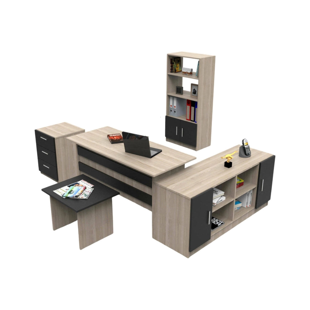 Hilda, set da Ufficio Modulabile, Marrone Quercia