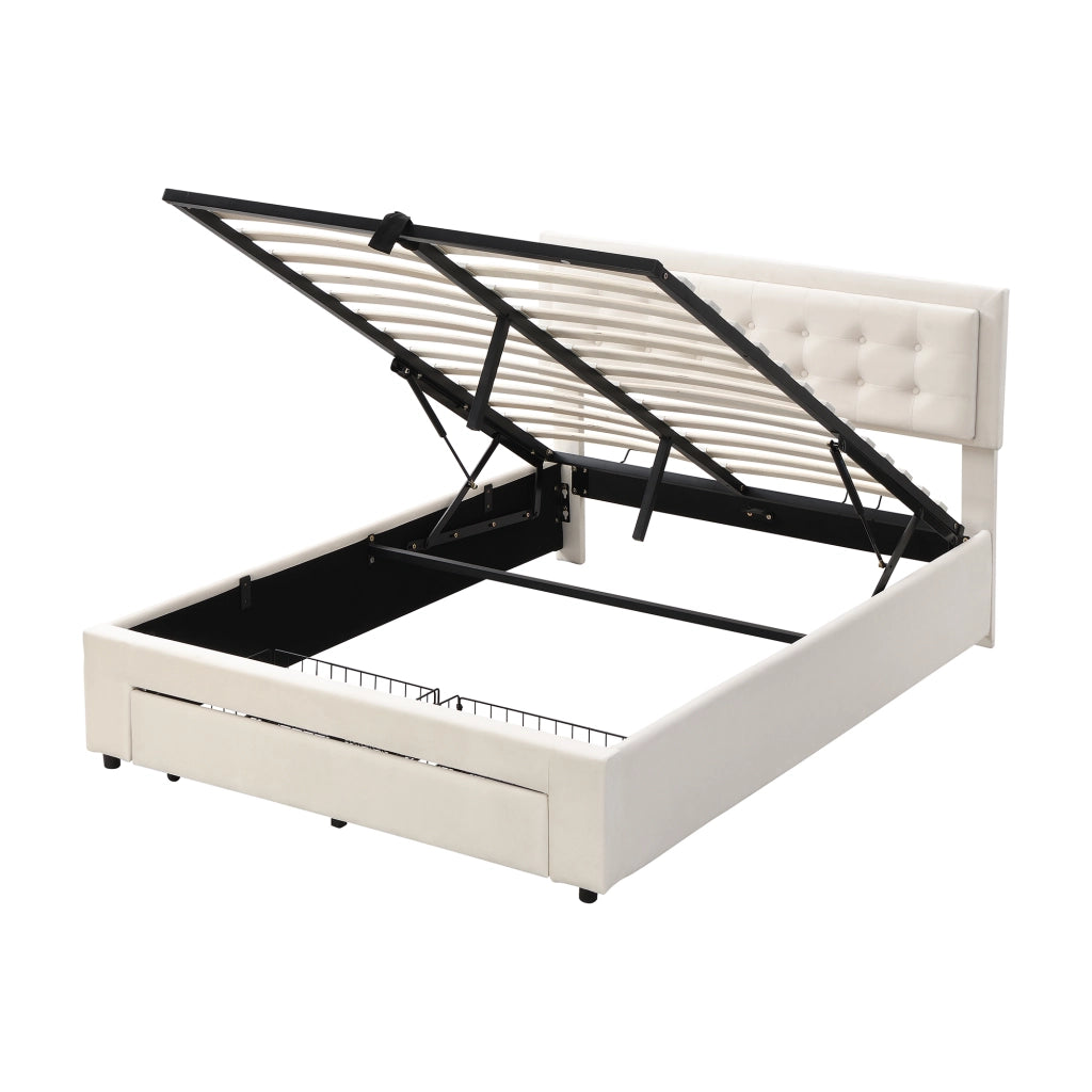 letto imbottito velluto beige 140 x 190 cm