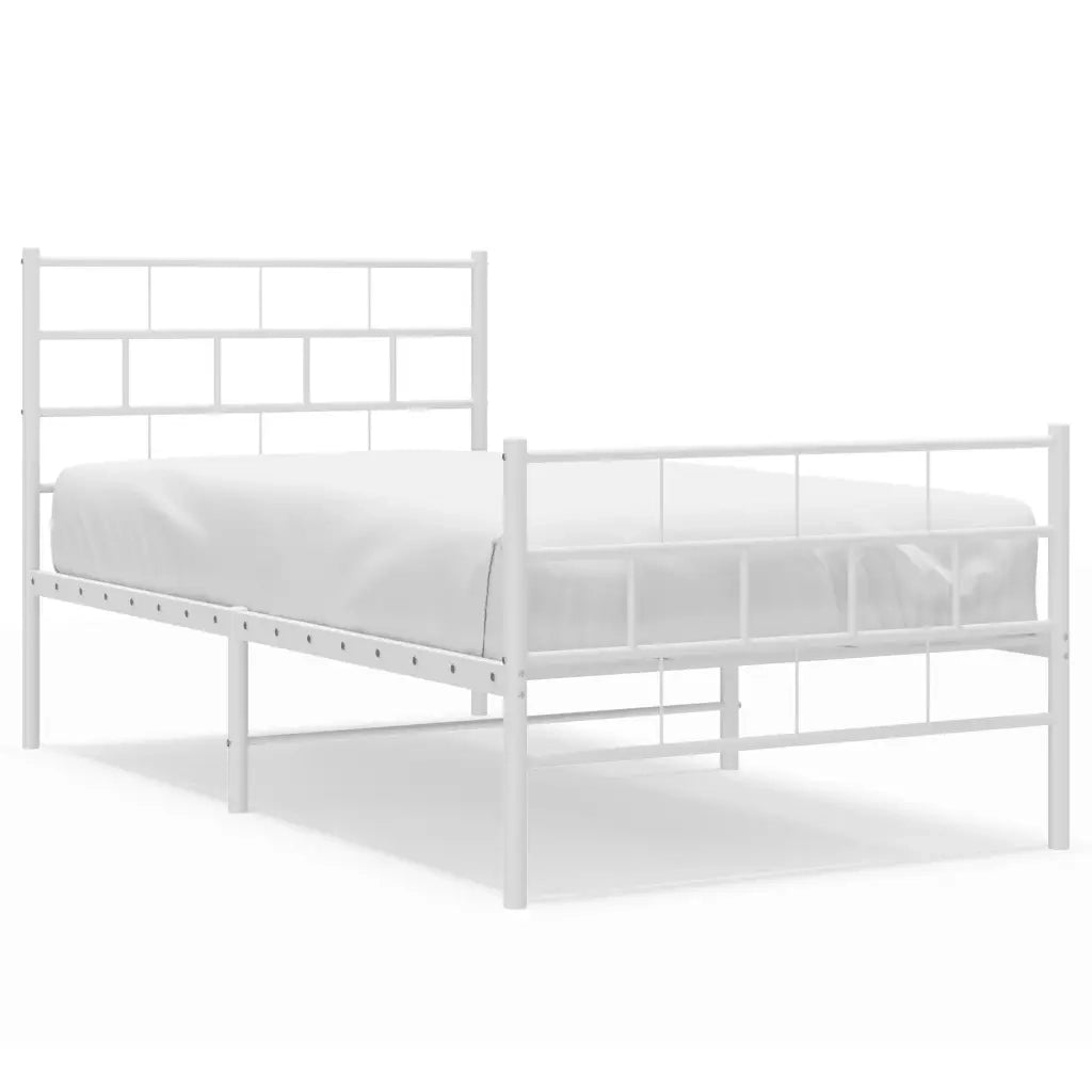 Giroletto con Testiera e Pediera-Struttura Letto Metallo Bianco 107x203 cm 101622