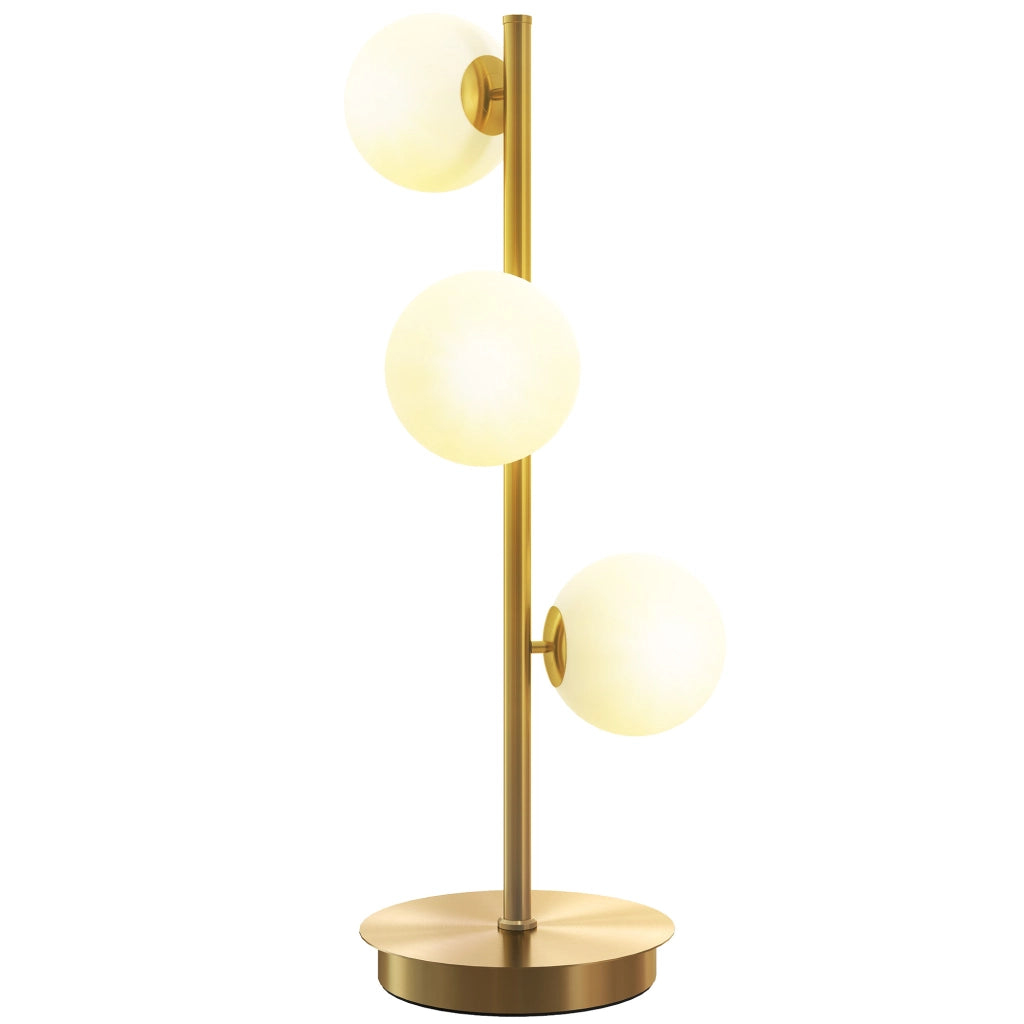 Lampada da tavolo con 3 sfere in vetro ¨C Xylo ¨C Base acciaio ottone 24x24x53cm