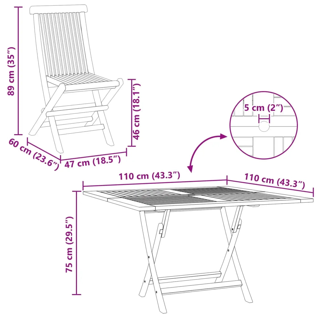 Set Bistro da Giardino 3 pcs Marrone Legno Teak Massello 3437358