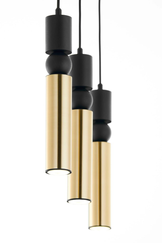 Lampada sospesa a barra 60cm nero oro 3xGU10 ALAS Jupiter