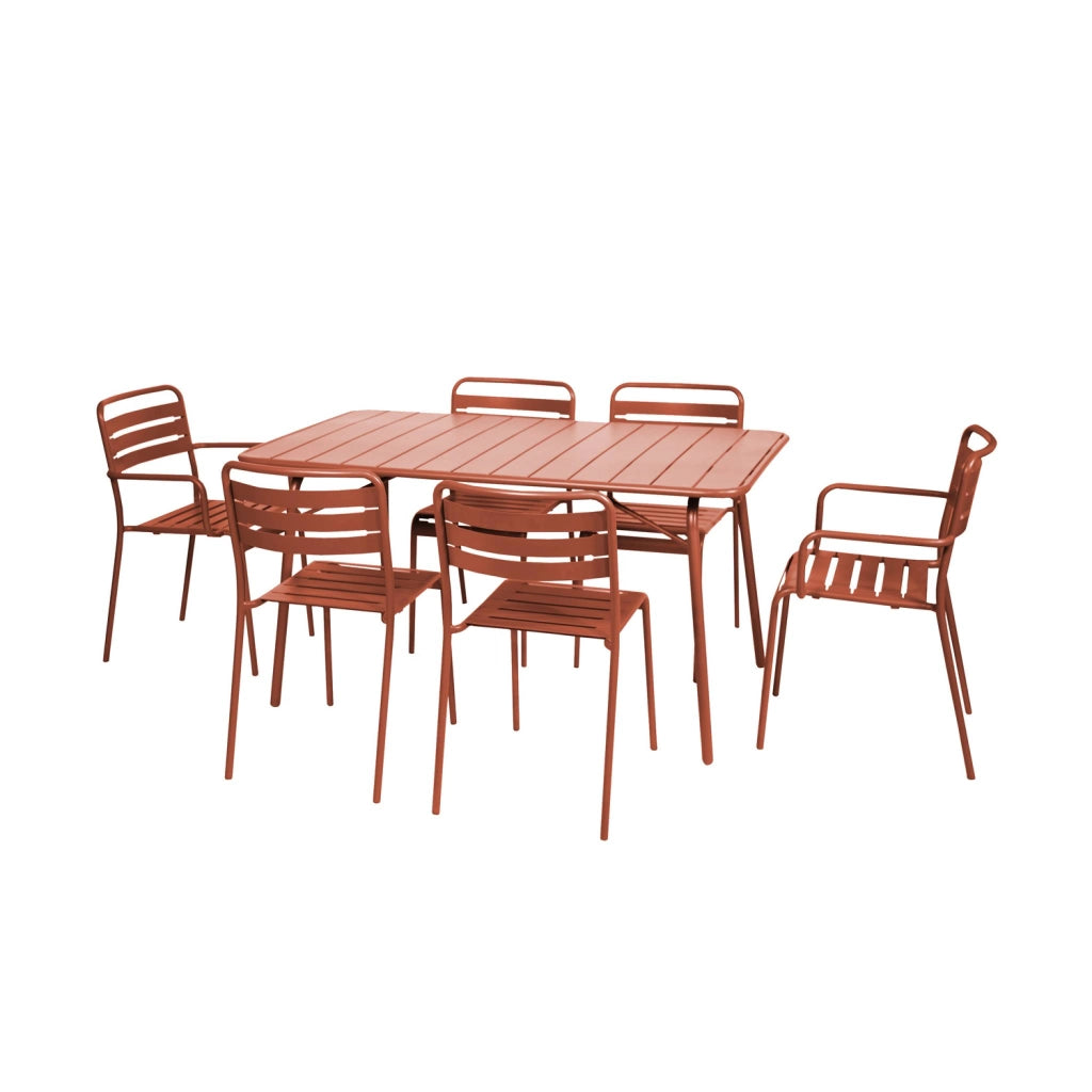 Set tavolo da giardino pieghevole in acciaio con 2 poltrone e 4 sedie,