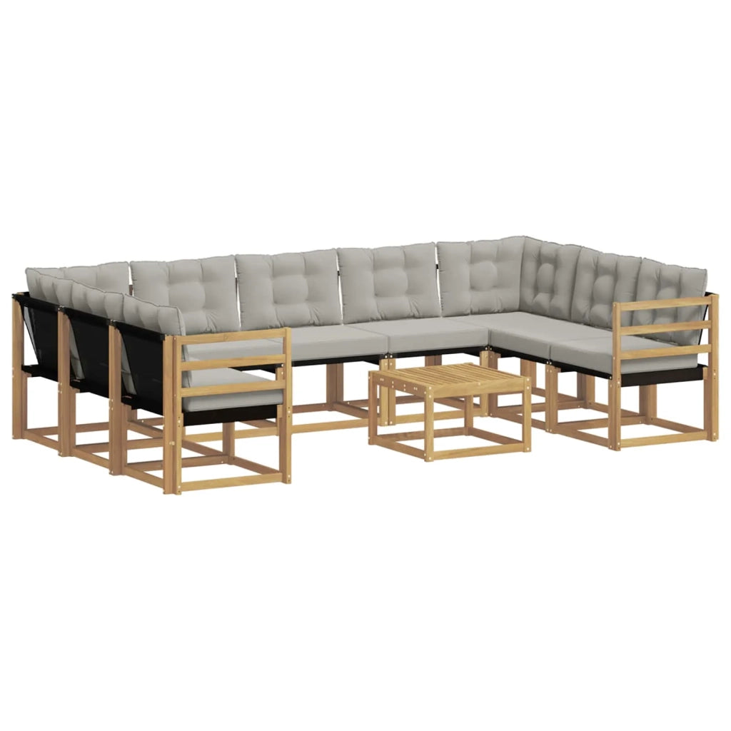 Set di divani da esterno 10 pz Bianco e Grigio Chiaro 3389873