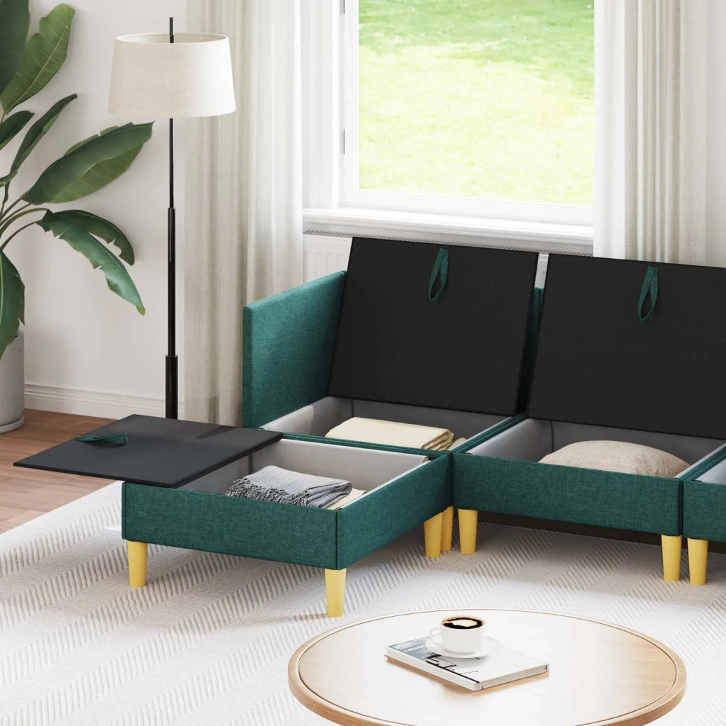 Set di mobili per il soggiorno 5 pcs Verde Scuro Tessuto 3413701