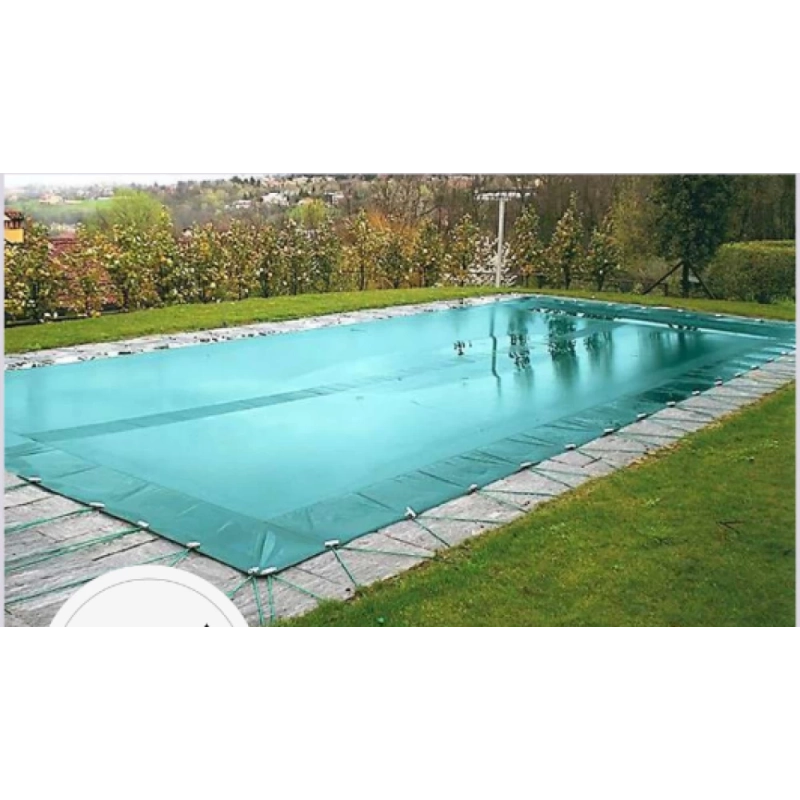 Telo Copertura Piscina 4x5m in PVC 600 gr/mq Verde - Protezione Invernale Antifoglie, Occhielli 25cm Sicurezza Bambini & Antiraggi UV