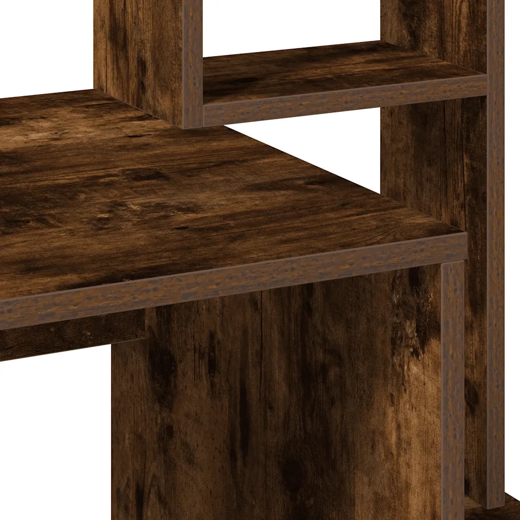 Scrivania | Tavolo da Ufficio Mensole Rovere Fumo 100x45x140 cm Legno Multistrato