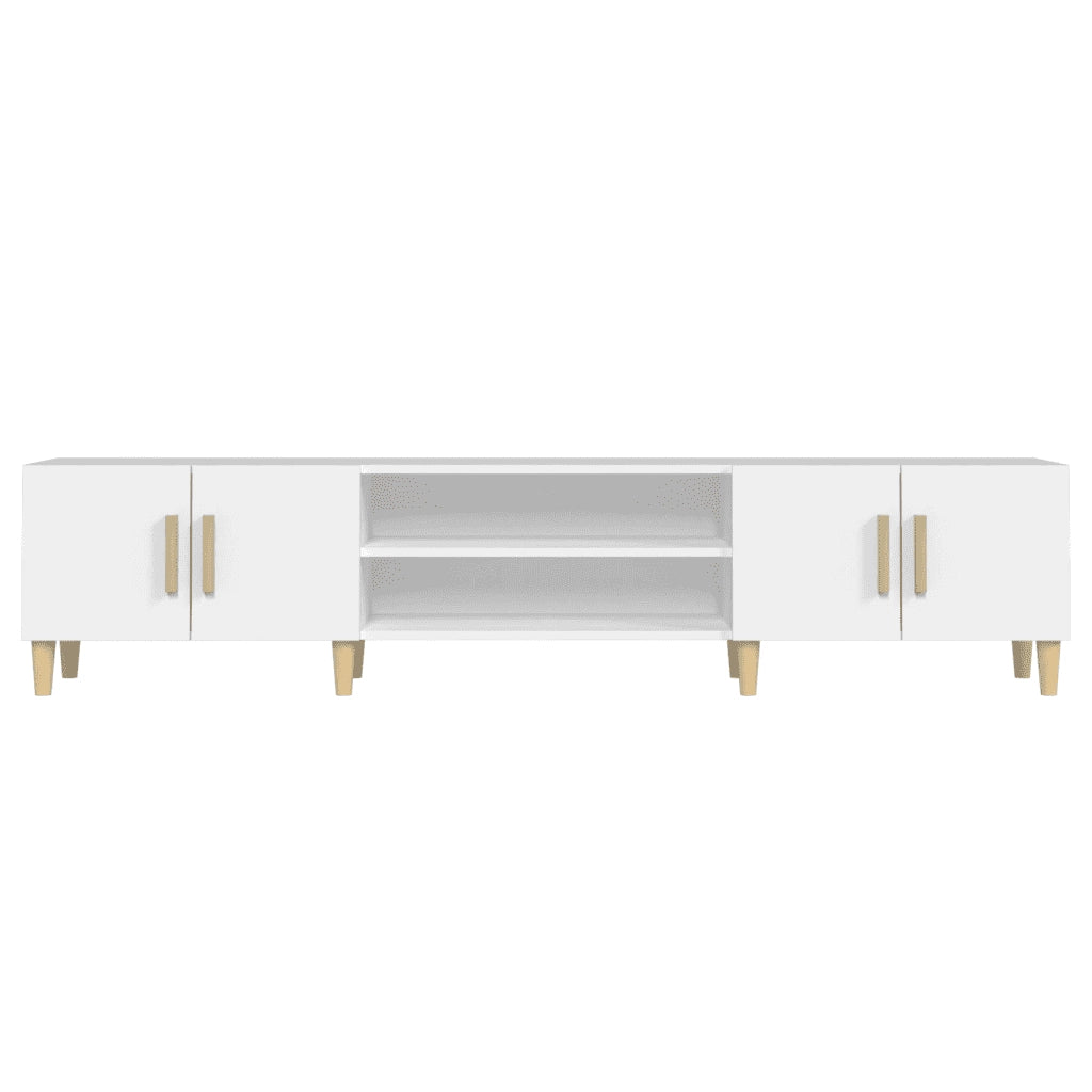 Mobile TV Bianco 180x31,5x40 cm in Legno Massello di Argilla 816256