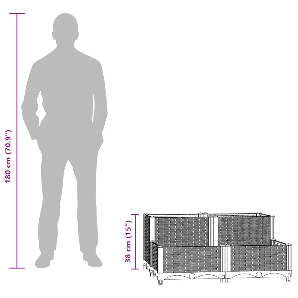 Fioriera | Cassetta per fiori | Vaso Rialzata 80x80x38 cm in Polipropilene