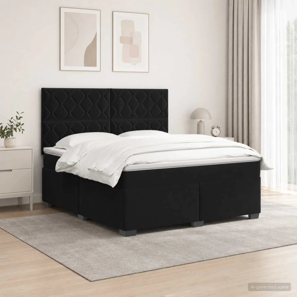 Letto box spring con materasso Nero 180 x 200 cm Velluto 3455164