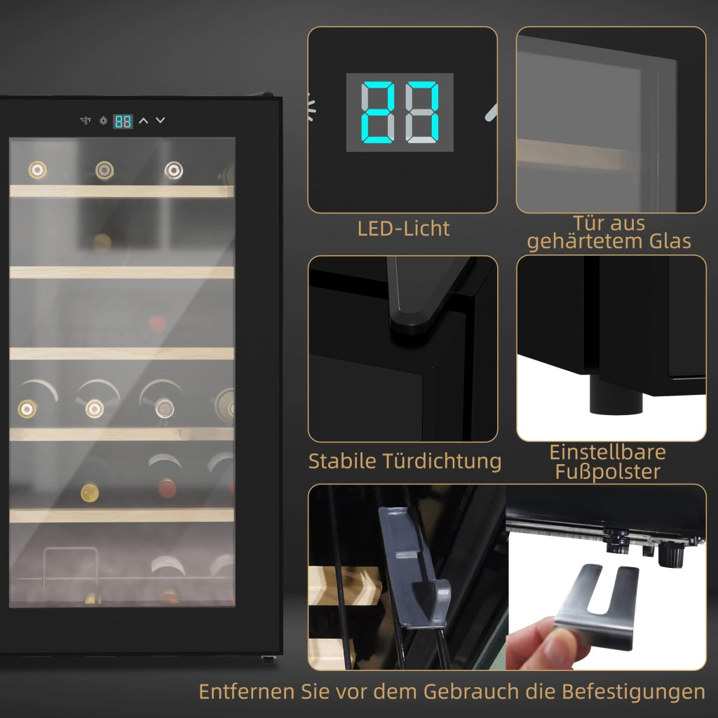 Cantinetta Vino 24 Bottiglie ¨C Xylo ¨C Temperatura Regolabile 5-20¡ãC, LED, Nero, 43x45x75cm