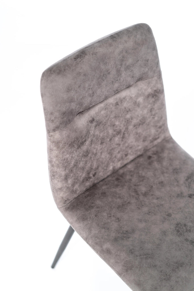 Sedia Lea con Struttura in Metallo e Seduta in Similpelle Grigio Vintage - Design Moderno Ergonomico 48.5 x 49 x 88 cm per Interni