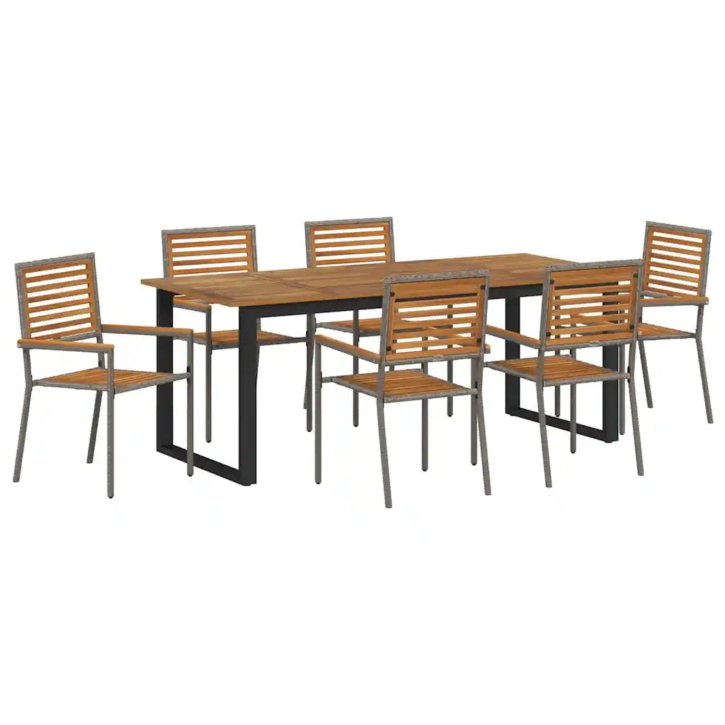 Set da Pranzo per Giardino 7 pcs Grigio