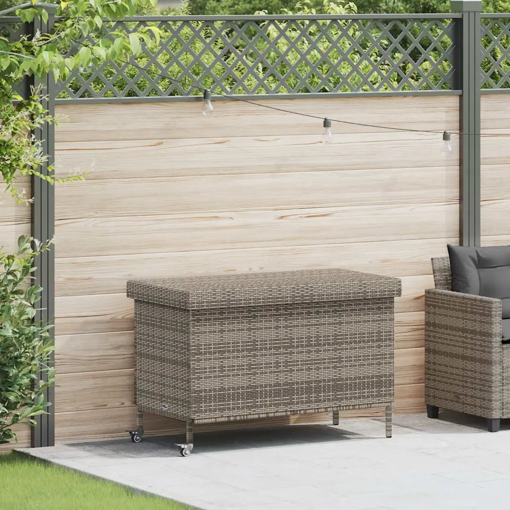 Contenitore da Giardino con Ruote Grigio 110x55x73cm Polyrattan CFW7778135