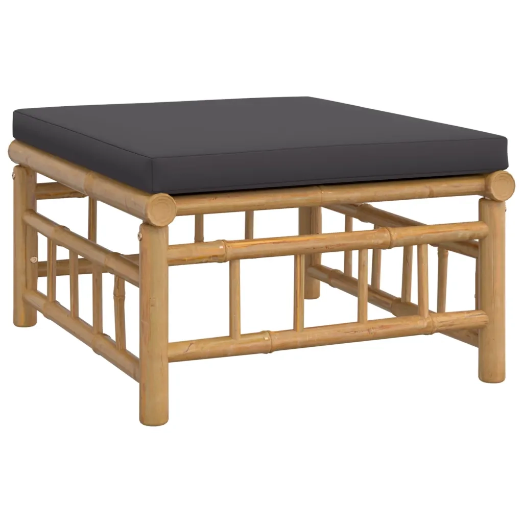 Set Salotto da Giardino 8pz con Cuscini Grigio Scuro Bambù 3155238