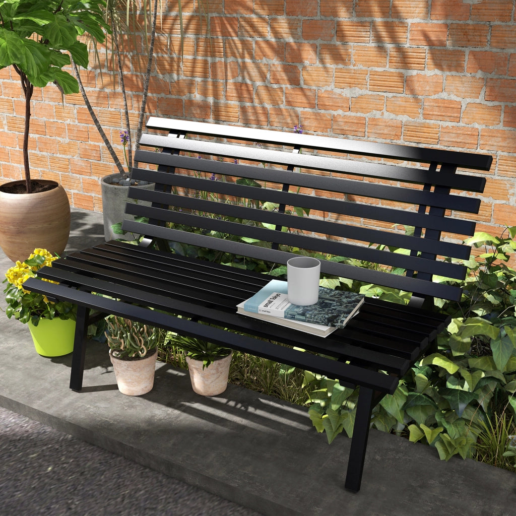 Panca da giardino 2 posti ¨C Xylo ¨C alluminio nero 123x67x79 cm