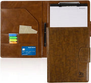 Cartellino da scrivania A4 con cartellino da fermare - cartellino da conferenza in pelle con chiusura magnetica - scrivania da fermare con cartellino A4 incluso blocco note A4 e penna