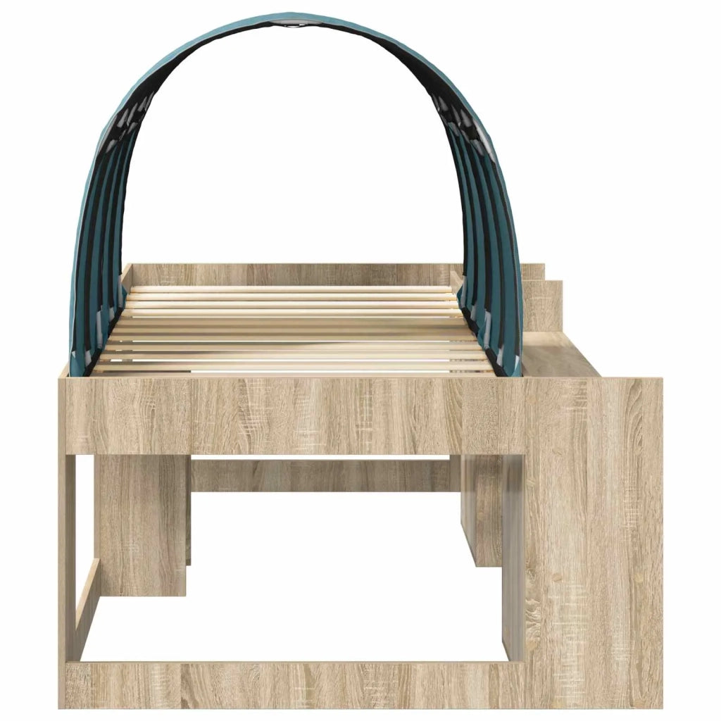 Letto alto per bambini con storage 3 pz Rovere Sonoma e Azzurro 3423600