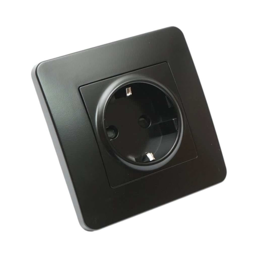 Presa schuko da incasso nera 220V, 16A, PC 80x80mm