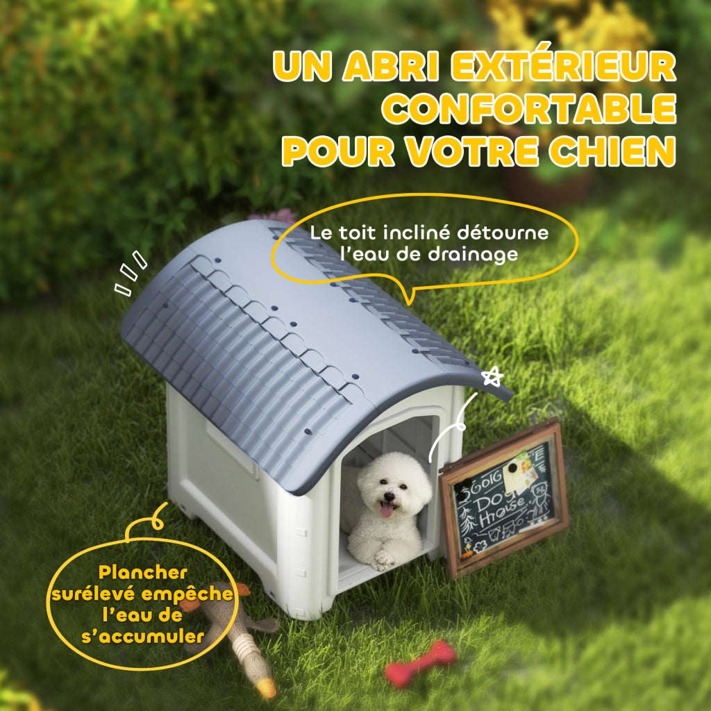 Cuccia per Cane Esterno ¨C Xylo ¨C Plastica Grigio Tetto Impermeabile Pavimento Rialzato