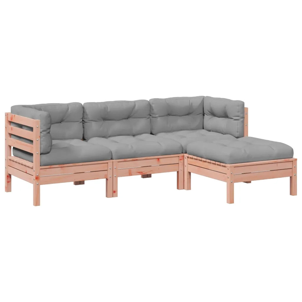 Set Divani Giardino 4 pz Cuscini Legno Massello Abete Douglas 3299382