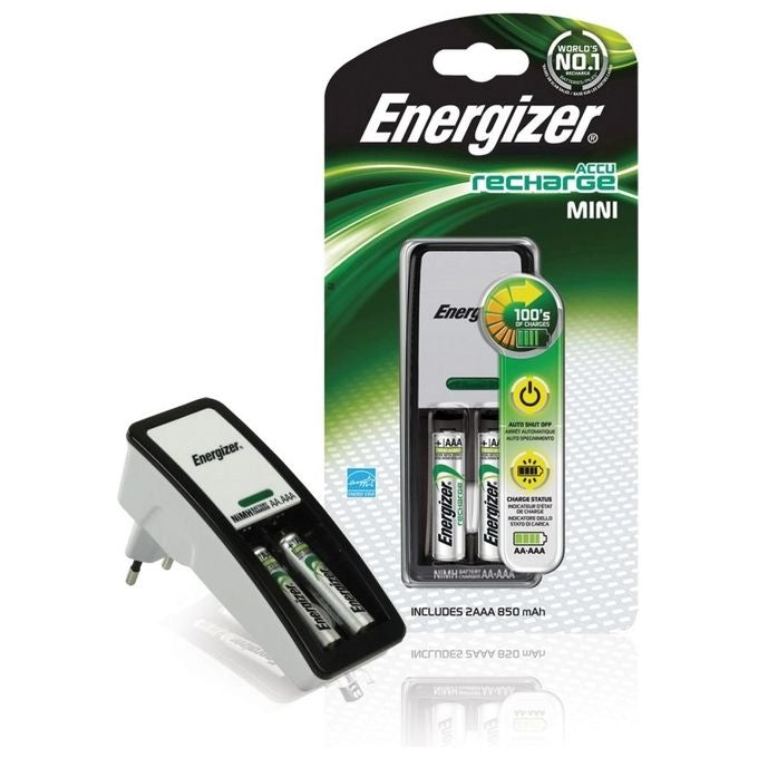 Energizer 27621 Caricabatterie Mini 2 slot AA AAA NiMH con 2 Batterie Ministilo 700 mAh R2U