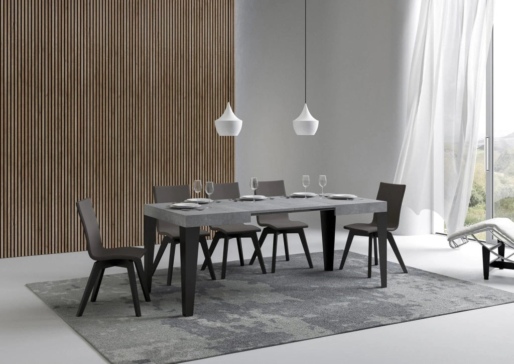 Tavolo allungabile 80x120/204 cm Flaris Cemento telaio Antracite